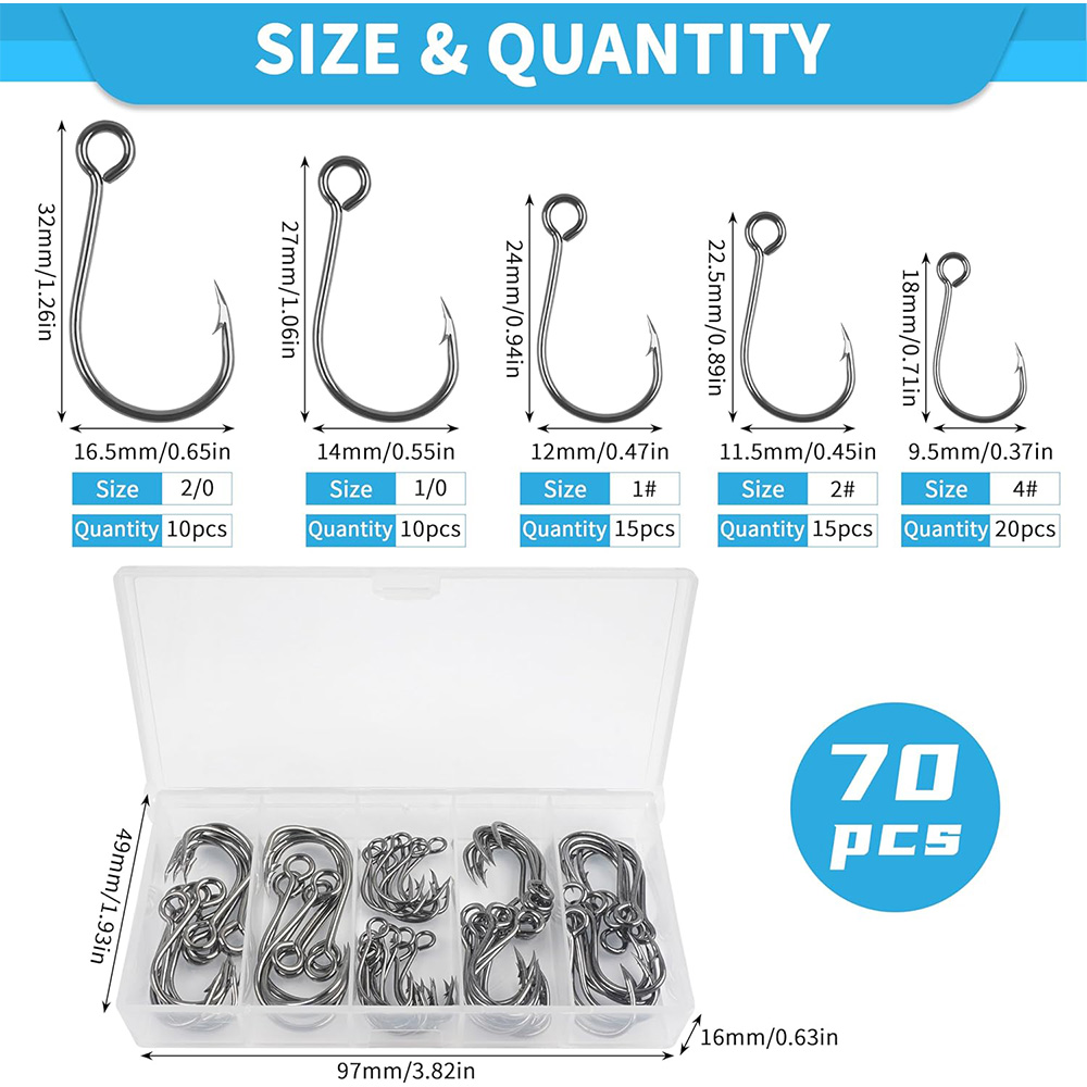 70 szt. Pojedyncze haczyki węd – Fishing Hook Assortment recenzja i cena